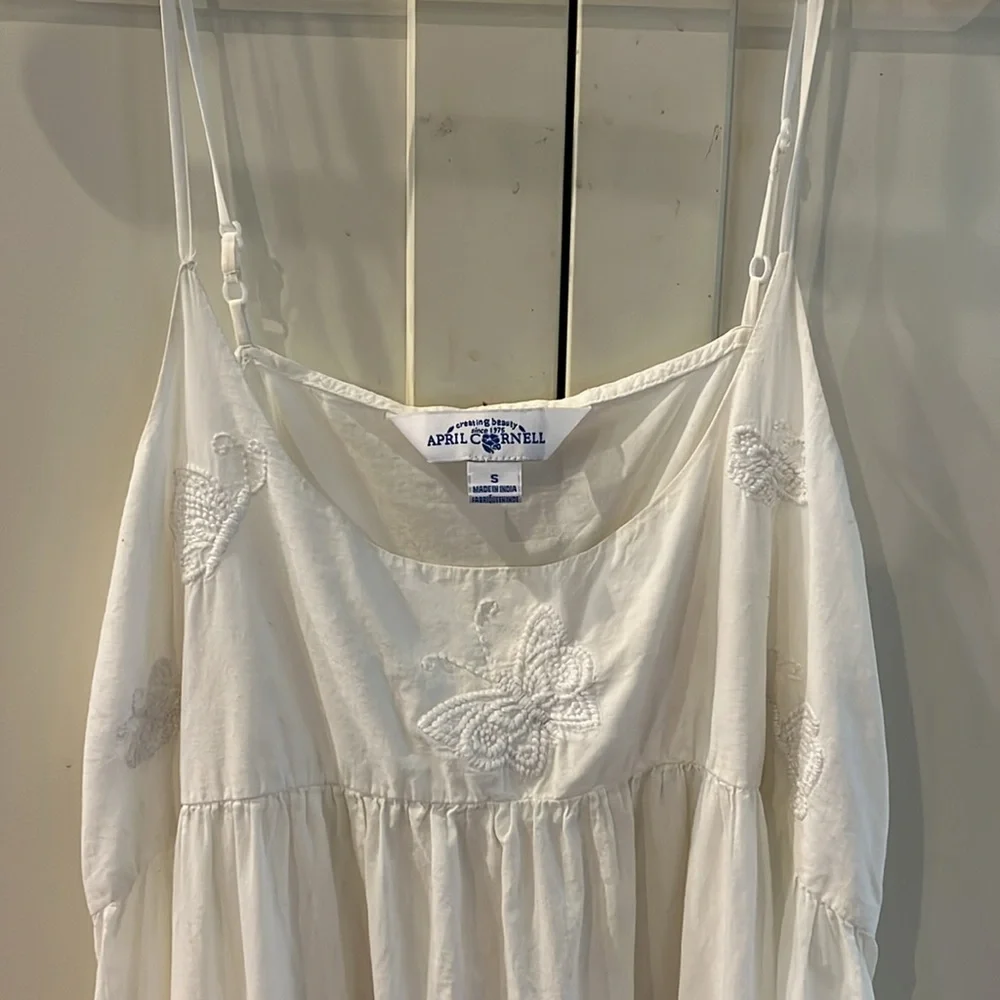 Rare Find! April Cornell White Cotton Butterfly Nightgown; Size S - Picture 6 of 8